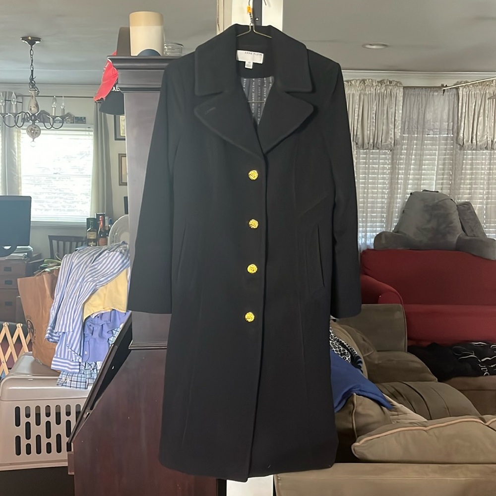 Anne Klein classic black wool coat